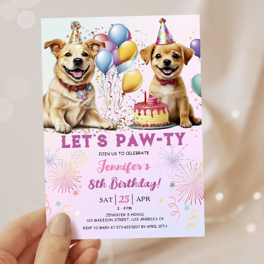 お誕生日パーティーの時間だよ!かわいい子どもの8歳の誕生日 招待状