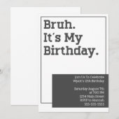 お誕生日パーティー招待状テンプレート Bruh 招待状 (正面/裏面)
