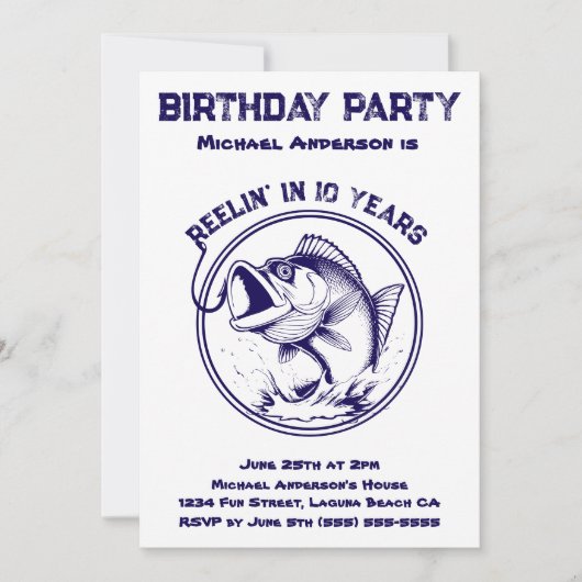 お誕生日パーティー - フィッシュ 招待状 (正面)