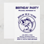 お誕生日パーティー - フィッシュ 招待状 (正面/裏面)