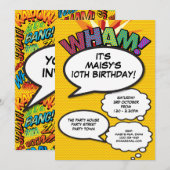 お誕生日パーティ モダンで楽しい WHAM 招待状 (正面/裏面)