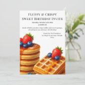 お誕生日ブランチパーティー | パンケーキ＆ワッフル 招待状 (スタンド正面)