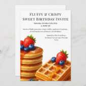 お誕生日ブランチパーティー | パンケーキ＆ワッフル 招待状 (正面/裏面)