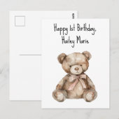 お誕生日プレゼントのテディベア - 名前入り ポストカード (正面/裏面)
