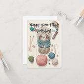 お誕生日ポストカード クロシェ好きイラスト 楽しい カード (正面/裏面インサイチュ)