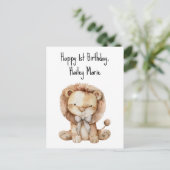 お誕生日ライオンぬいぐるみ オーダーメイド ポストカード (スタンド正面)