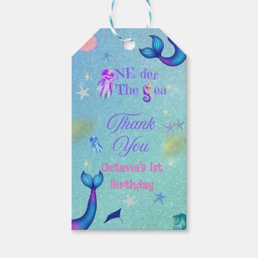 お誕生日会の最初の1年「One-der the Sea ファーストバースデー」 ギフトタグ (正面)