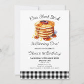 お誕生日会 短いパンケーキの山の朝食 招待状 (正面)