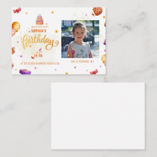 お誕生日写真招待状にご参加ください ノートカード (正面/裏面)