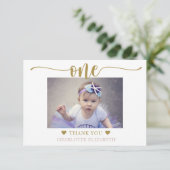 お誕生日写真 エレガントスクリプト サンキューカード (スタンド正面)