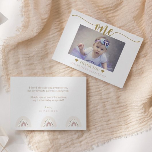 お誕生日写真 エレガントスクリプト サンキューカード