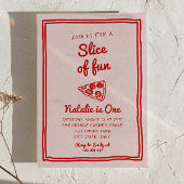 お誕生日最初の手描きピザスライス ファン フォト 招待状