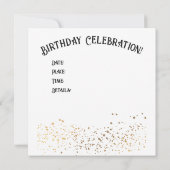 お誕生日用パーソナライズされた年齢招待状 ゴールドグリッター 招待状 (裏面)