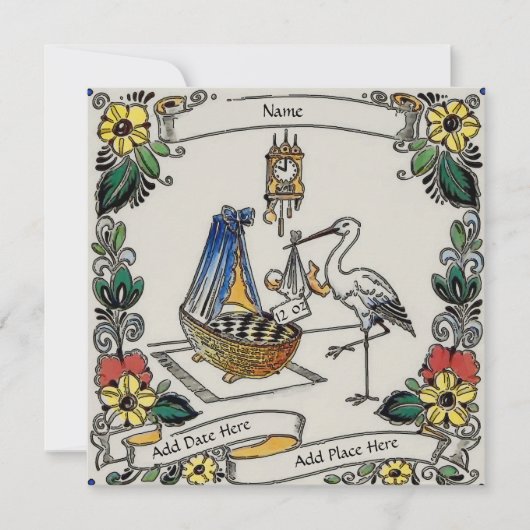 お誕生日発表カード、パーソナライズ、文字の追加、 招待状 (正面)