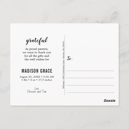 お誕生日賛美発表写真ありがとう ポストカード (裏面)