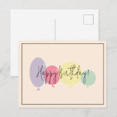 お誕生日風船 ハッピーバースデー ポストカード (正面/裏面)