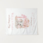 お誕生日1歳の女の子 エレファント ウェルカムサイン タペストリー (正面(横))