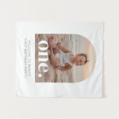 お誕生日1歳 アーチ型写真 ウェルカムサイン タペストリー (正面(横))