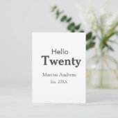 お誕生日20歳名前を追加 年齢ミニマム ポストカード (スタンド正面)