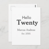 お誕生日20歳名前を追加 年齢ミニマム ポストカード (正面/裏面)