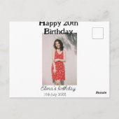 お誕生日20歳記念写真 モダン シンプル ミニマル ポストカード (裏面)