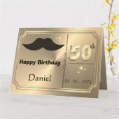 お誕生日50歳の男性用パーソナライズドゴールドカード カード (黄色い花)