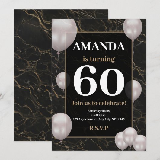 お誕生日60歳の御招待 招待状 (正面/裏面)