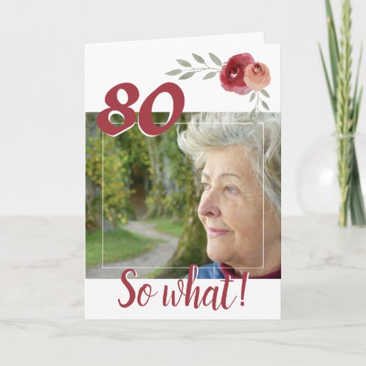 お誕生日80歳 花の写真の感動的なカード カード (正面)