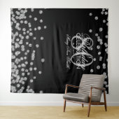 お誕生日80歳 銀 黒のコンフェッティ 背景 タペストリー (インサイチュ(横))