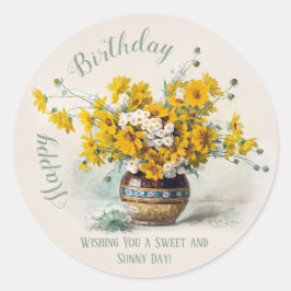 お誕生日 スイート＆サニー ド ロンプレの花 CC1014 ラウンドシール
