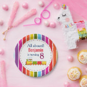 お誕生日+トレイン+オーダーメイド+年齢指定可能 ペーパープレート (パーティー)