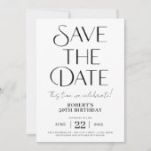 お誕生日 黒と白の50歳の記念日を保存  招待状 (正面)