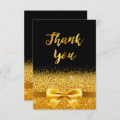 お誕生日 黒 ゴールド エレガント お礼カード サンキューカード (正面/裏面)