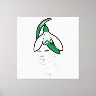 お誕生月の花をモチーフにした１月のオーダーメイド肖像画 キャンバスプリント