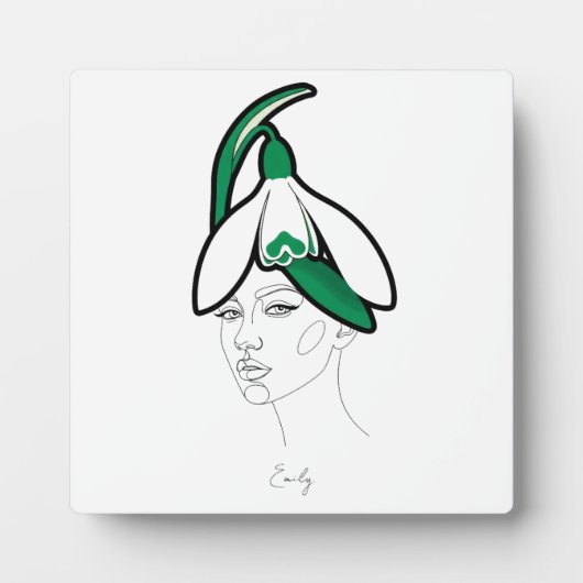 お誕生月の花をモチーフにした１月のオーダーメイド肖像画 フォトプラーク (正面)