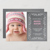 お誕生発表写真 黒板 案内状 (正面/裏面)