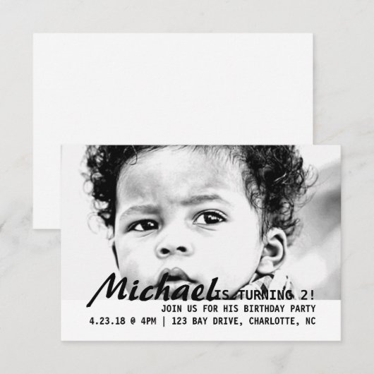 お誘い - 2歳の誕生日！ 招待状 (正面/裏面)