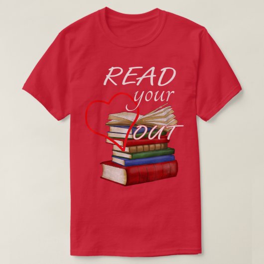 お読客様のハートアウトライブラリアン先生Bookworm Boo Tシャツ (デザイン正面)