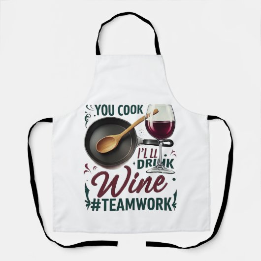 お調理師、ワインを飲む#Teamwork - Wine Lover エプロン (正面)