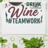 お調理師、ワインを飲む#Teamwork - Wine Lover キッチンタオル (折り畳み)
