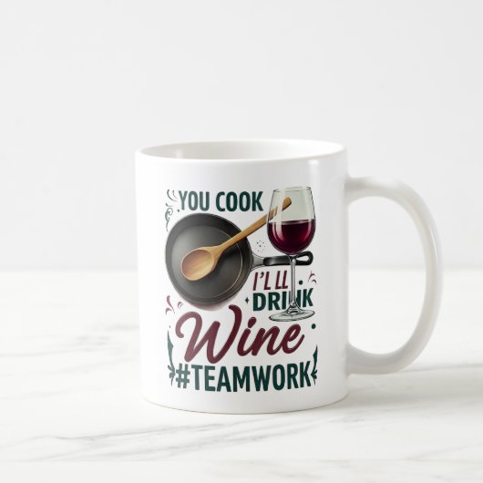 お調理師、ワインを飲む#Teamwork - Wine Lover コーヒーマグカップ (右)