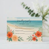 お財布に優しい花のビーチへの出欠返信カード 出欠カード (スタンド正面)