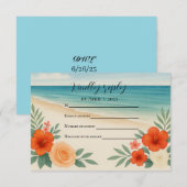 お財布に優しい花のビーチへの出欠返信カード 出欠カード (正面/裏面)