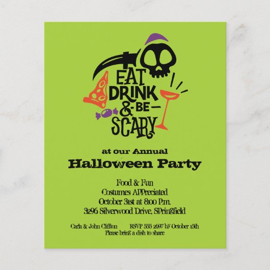 お財布に優しい 飲んで怖がって ハロウィン チラシ (正面)