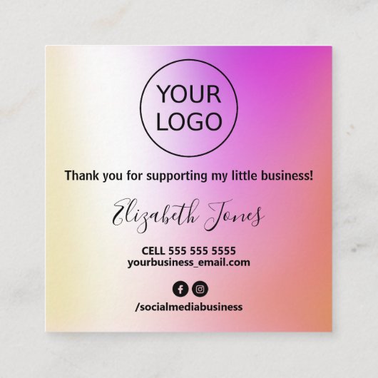 お買い上げいただきありがとうございます。油スリック&ブラック スクエア名刺 (裏面)