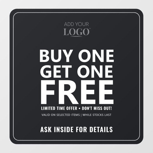 お買い上げ１点で２点目無料｜ビジネス ロゴ 販促 ウィンドウサイン (シート)