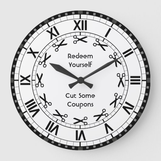 お買い戻し – クーポンのハサミおもしろいを切る ラージ壁時計 (正面)