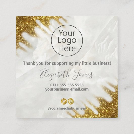 お買い求めの金ゴールドと大理石 スクエア名刺 (裏面)