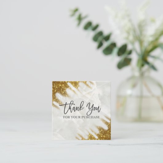 お買い求めの金ゴールドと大理石 スクエア名刺 (スタンド正面)