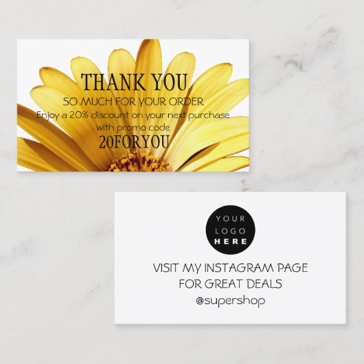 お買い物ありがとうございましたInstagr割引フラワー 名刺 (正面/裏面)